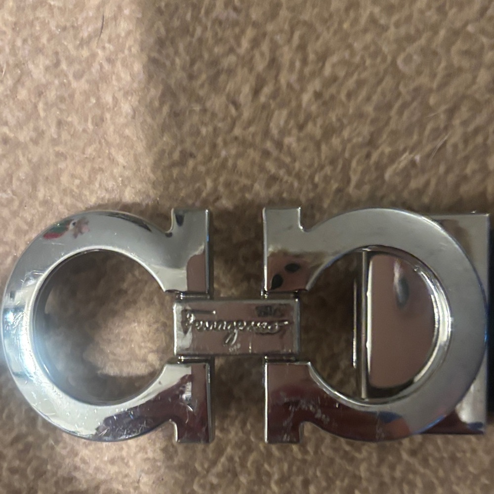 Salvatore Ferragamo Shiny Silver Belt (unisex)